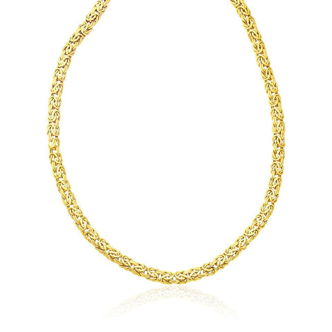 14K Yellow Gold Byzantine Motif Chain Necklace