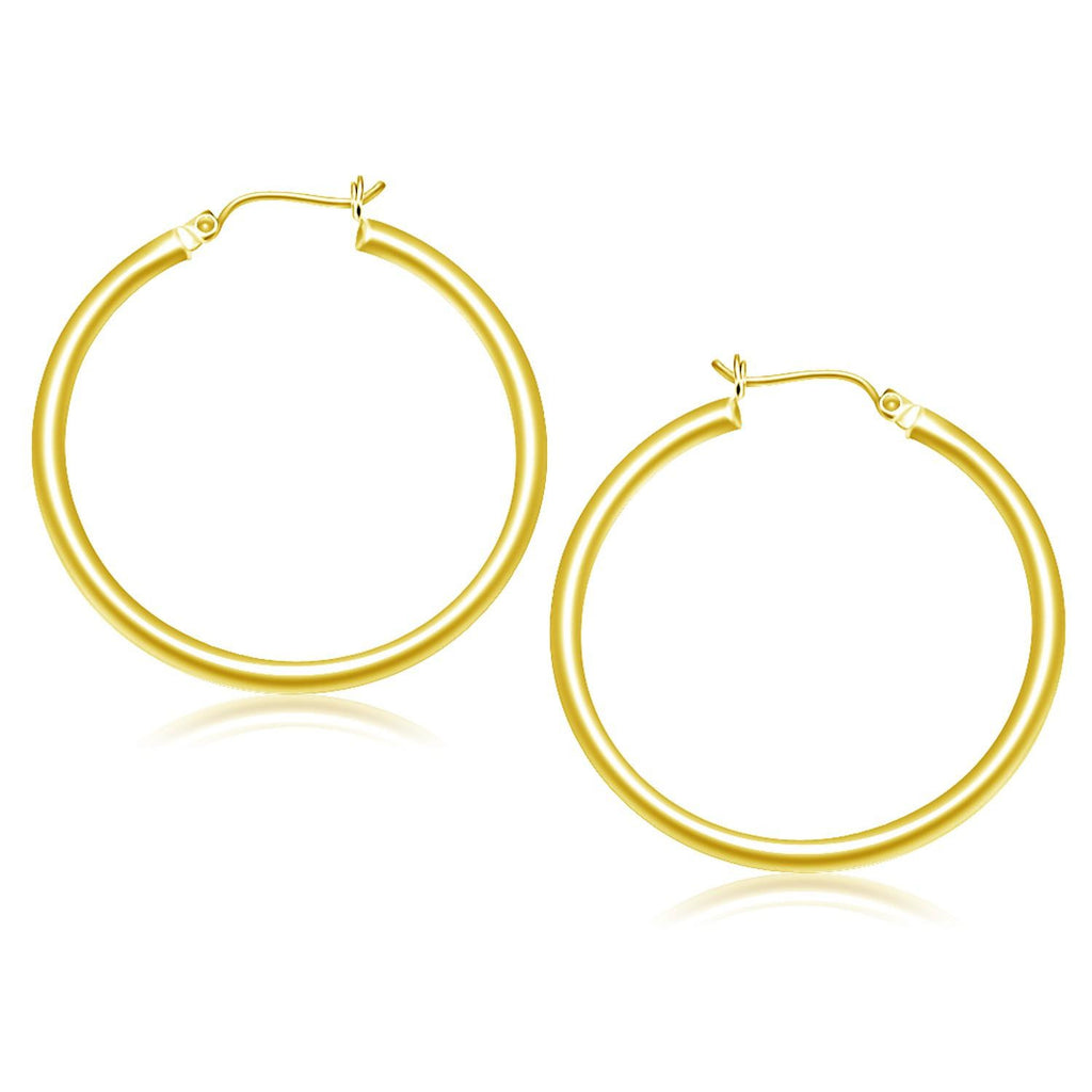 14K Yellow Gold Polished Hoop Earrings (40 mm)