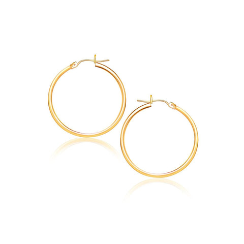 14K Yellow Gold Polished Hoop Earrings (40 mm)