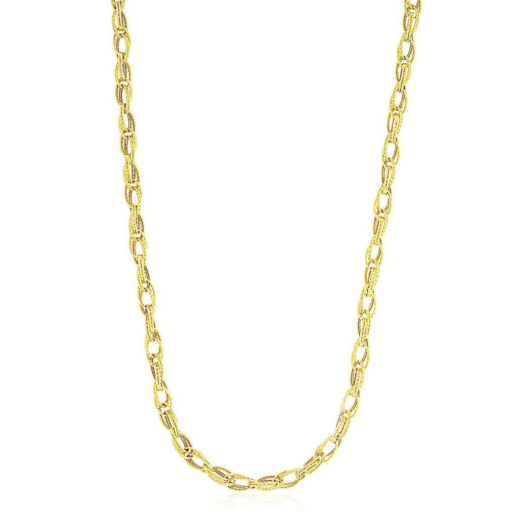 14K Yellow Gold Textured Entwined Oval Link Necklace