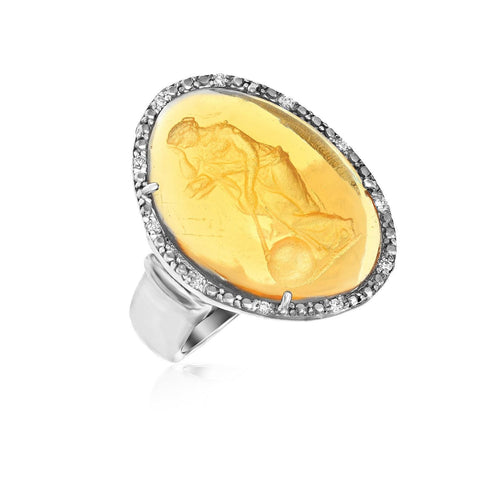 Sterling Silver Venetian Glass Cameo Ring