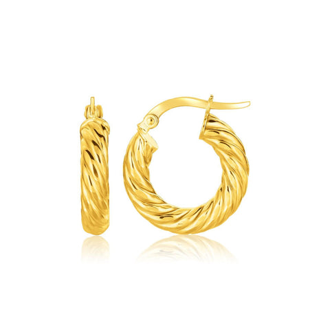 14K Yellow Gold Twisted Cable Small Hoop Earrings