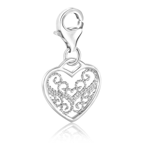 Sterling Silver Filigree Heart Charm