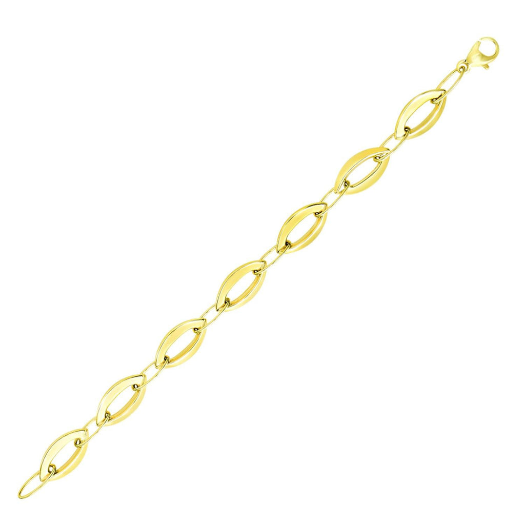 14K Yellow Gold Marquis and Oval Cable Chain Bracelet