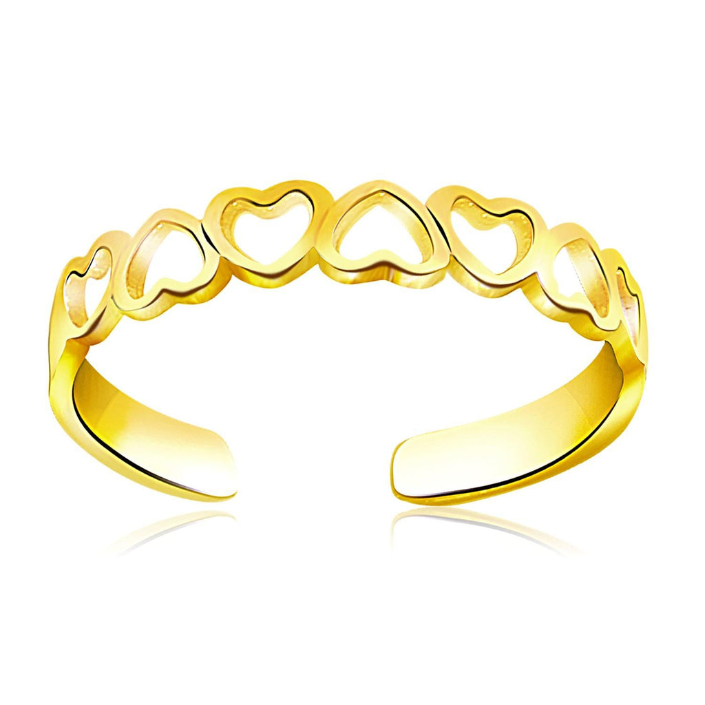 14K Yellow Gold Heart Toe Ring