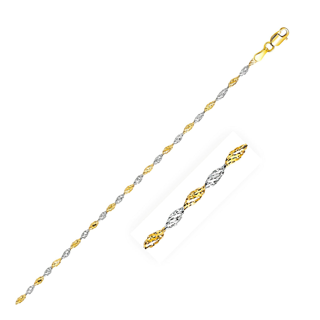 2.0mm 14K Two-Tone Gold Singapore Chain