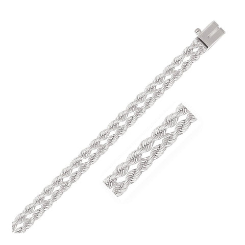 5.0 mm 14K White Gold Dual Row Rope Bracelet