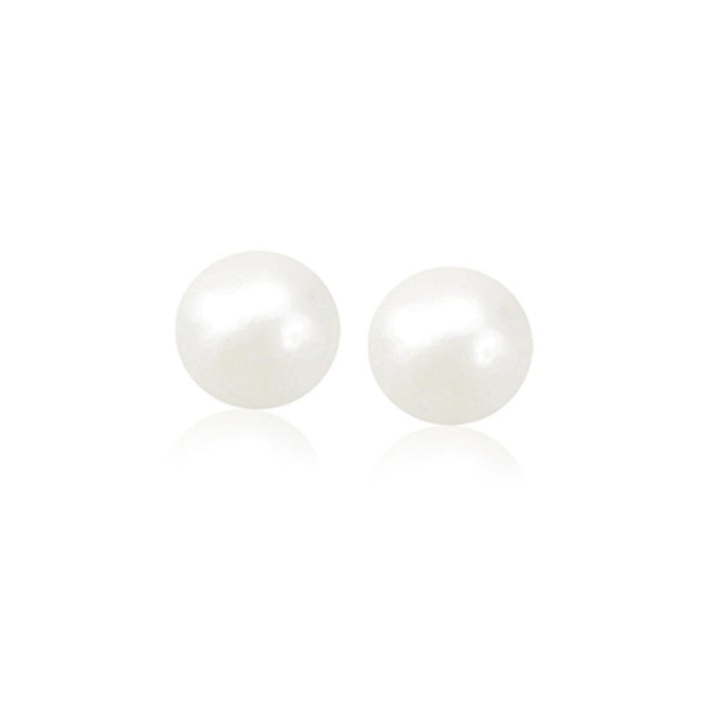 14K Yellow Gold Freshwater Cultured White Pearl Stud Earrings (8.0 mm)