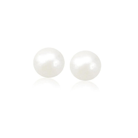 14K Yellow Gold Freshwater Cultured White Pearl Stud Earrings (8.0 mm)