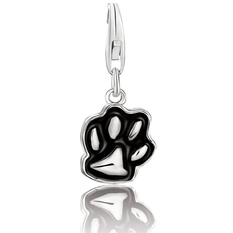 Sterling Silver Black Enameled Dog Paw Charm