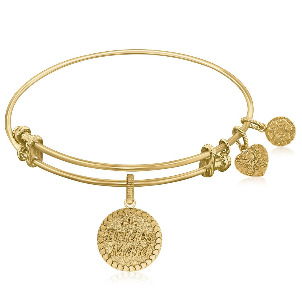 Expandable Bangle in Yellow Tone Brass with Brides Maid Symbol