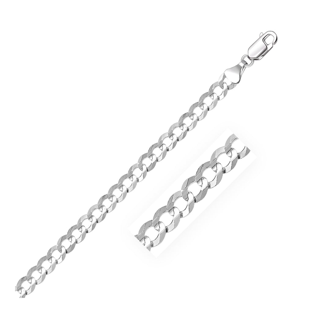 5.7mm 14K White Gold Solid Curb Chain