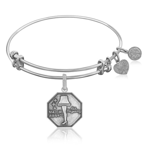 Expandable Bangle in White Tone Brass with Leg Lamp AKA A Major Award Symbol