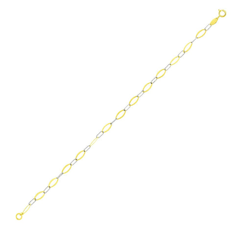 14K Two-Tone Gold Chain Bracelet with Thin Oval Links