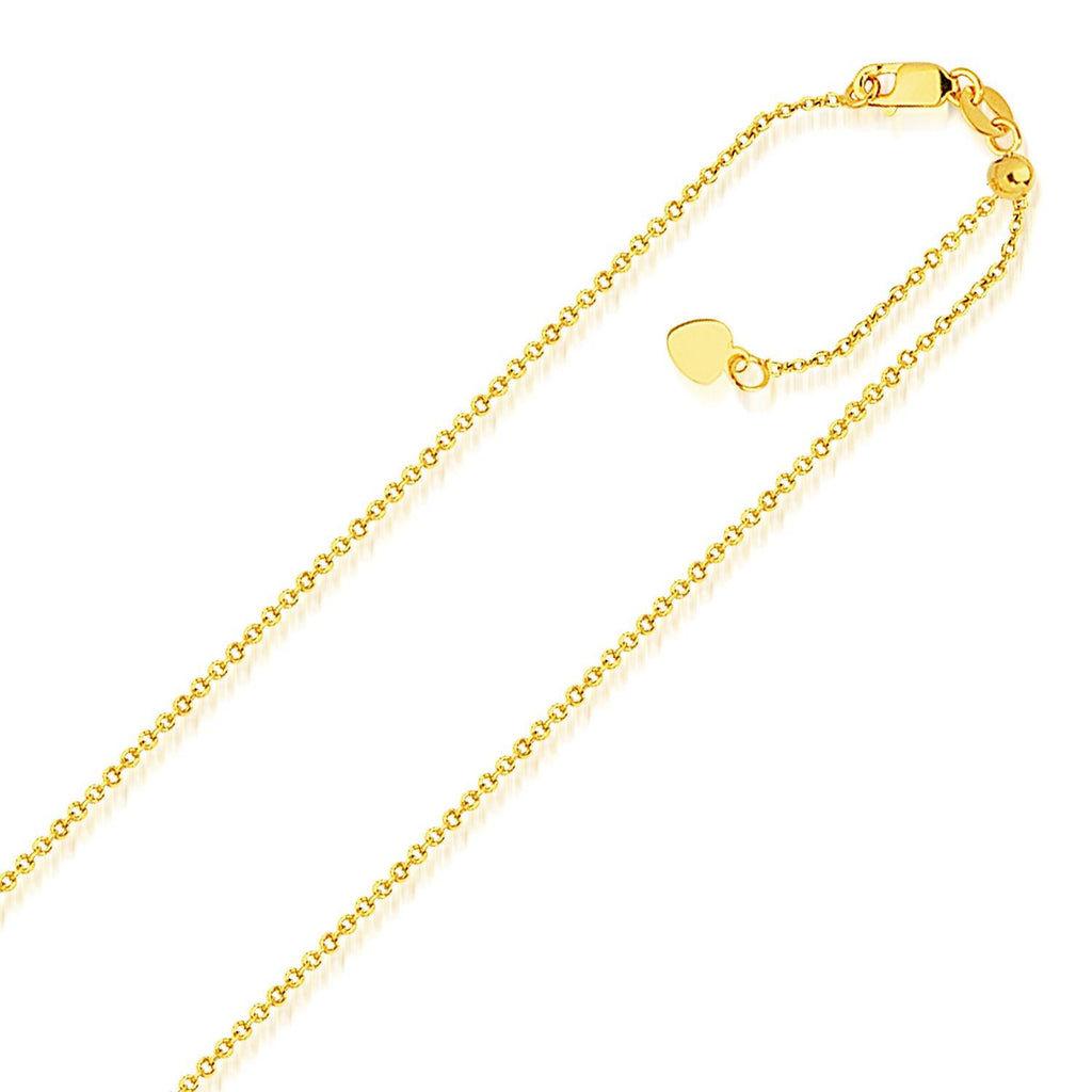 14K Yellow Gold Singapore Style Adjustable Chain (1.1 mm)