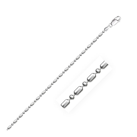 1.5mm 14K White Gold Diamond-Cut Alternating Bead Chain