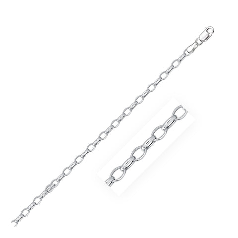 3.2mm 14K White Gold Oval Rolo Chain