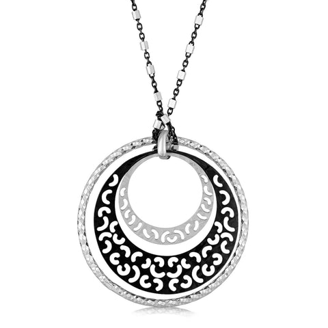 Sterling Silver Rhodium Plated Multi Style Triple Circle Pendant