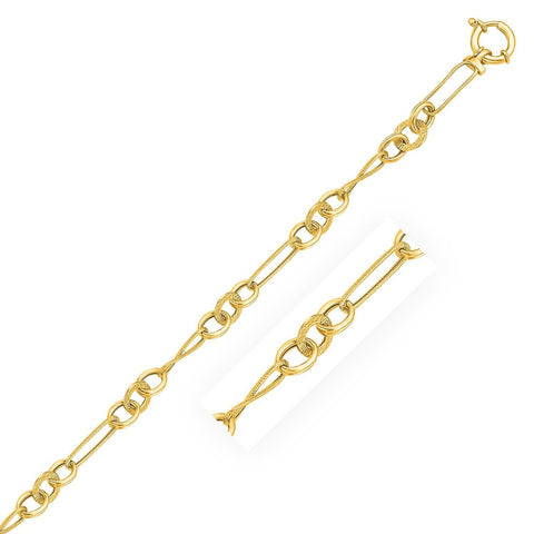 14K Yellow Gold Multi-Style Textured Chain Bracelet