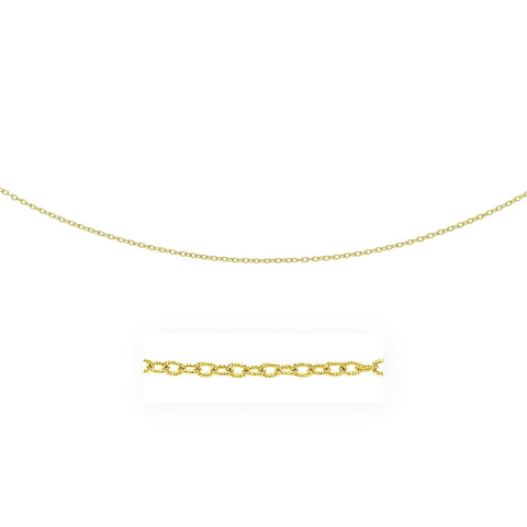 2.5mm 14K Yellow Gold Pendant Chain with Textured Links