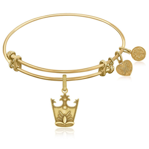 Expandable Bangle in Yellow Tone Brass with Glinda Crown Symbol