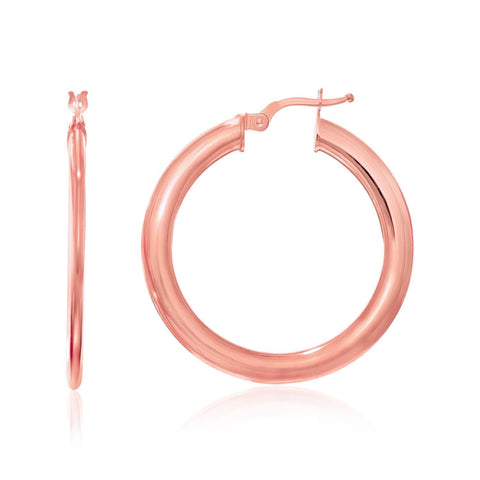 14K Rose Gold Round Slim Design Hoop Earrings