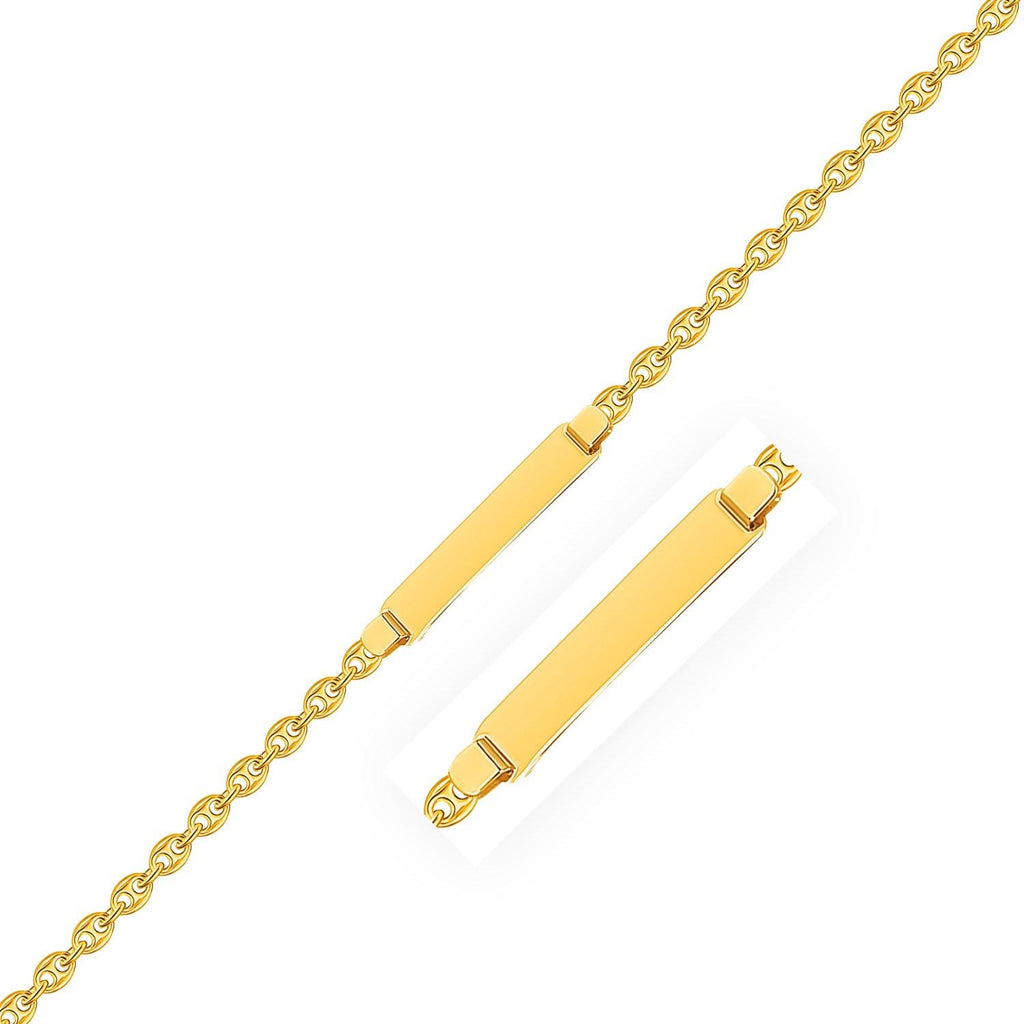 14K Yellow Gold Puffed Mariner Link Children's ID Bracelet