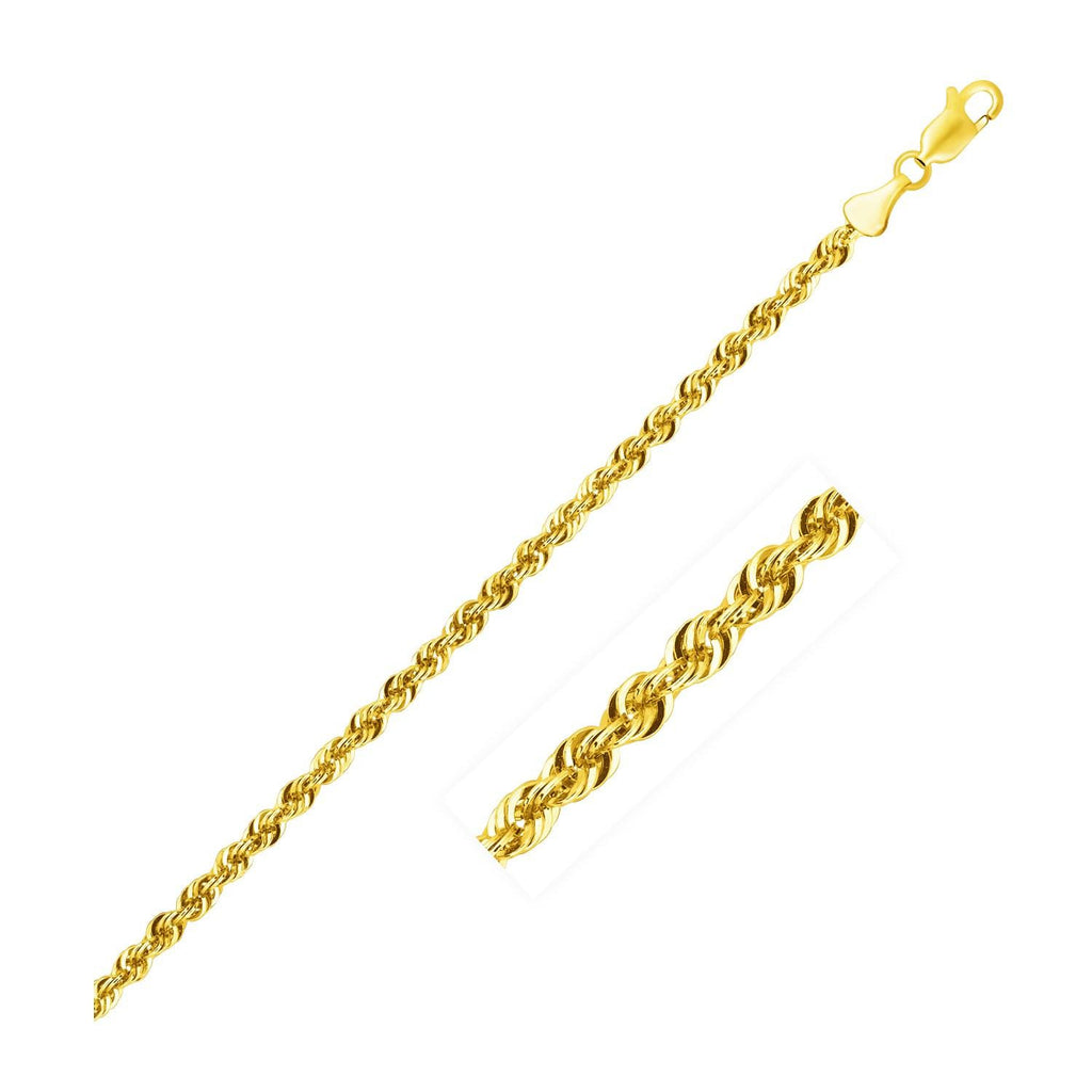 2.5mm 14K Yellow Gold Light Rope Chain