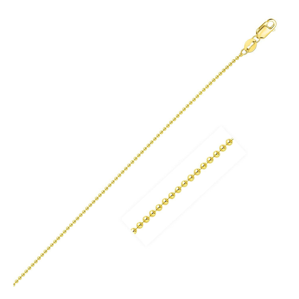 1.0mm 14K Yellow Gold Bead Chain