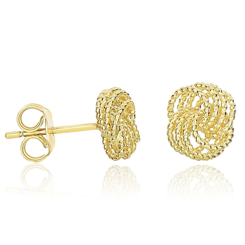 14K Yellow Gold Textured Finish Love Knot Style Earrings