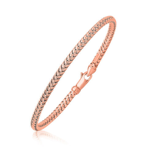 14K Rose Gold Fancy Weave Motif Bangle