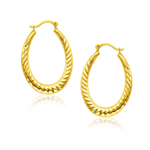 14K Yellow Gold Hoop Earrings with Textured Details