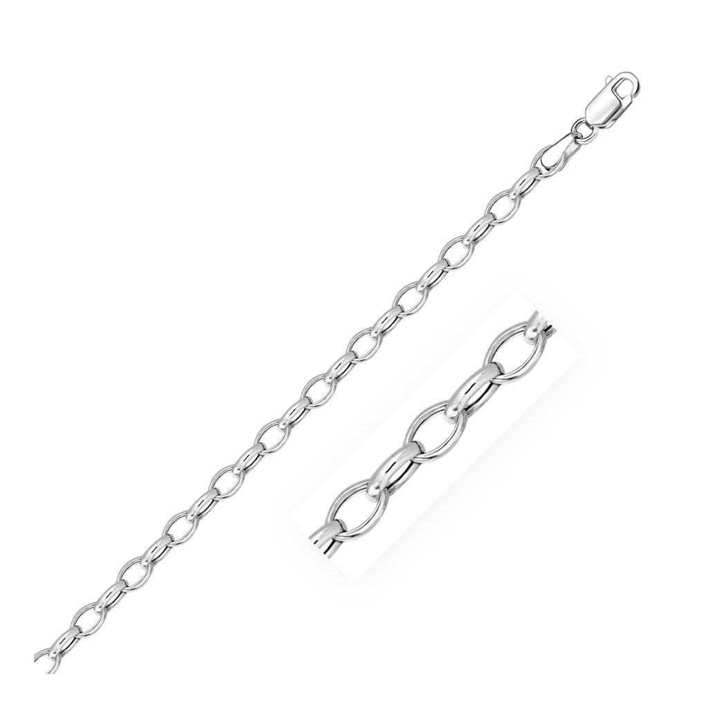 4.6mm 14K White Gold Oval Rolo Bracelet