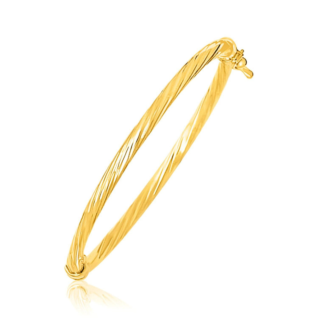 14K Yellow Gold Children's Bangle with Spiral Motif Style