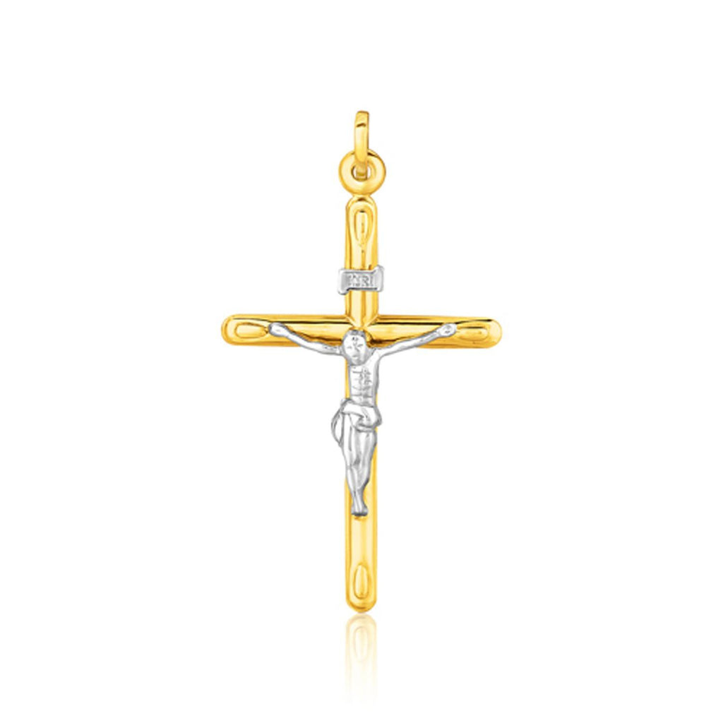 14K Two Tone Gold Cross Pendant