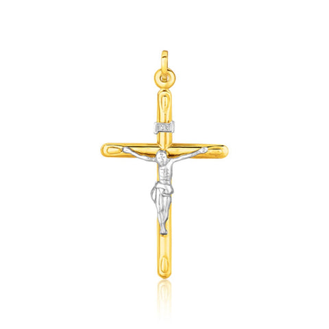 14K Two Tone Gold Cross Pendant