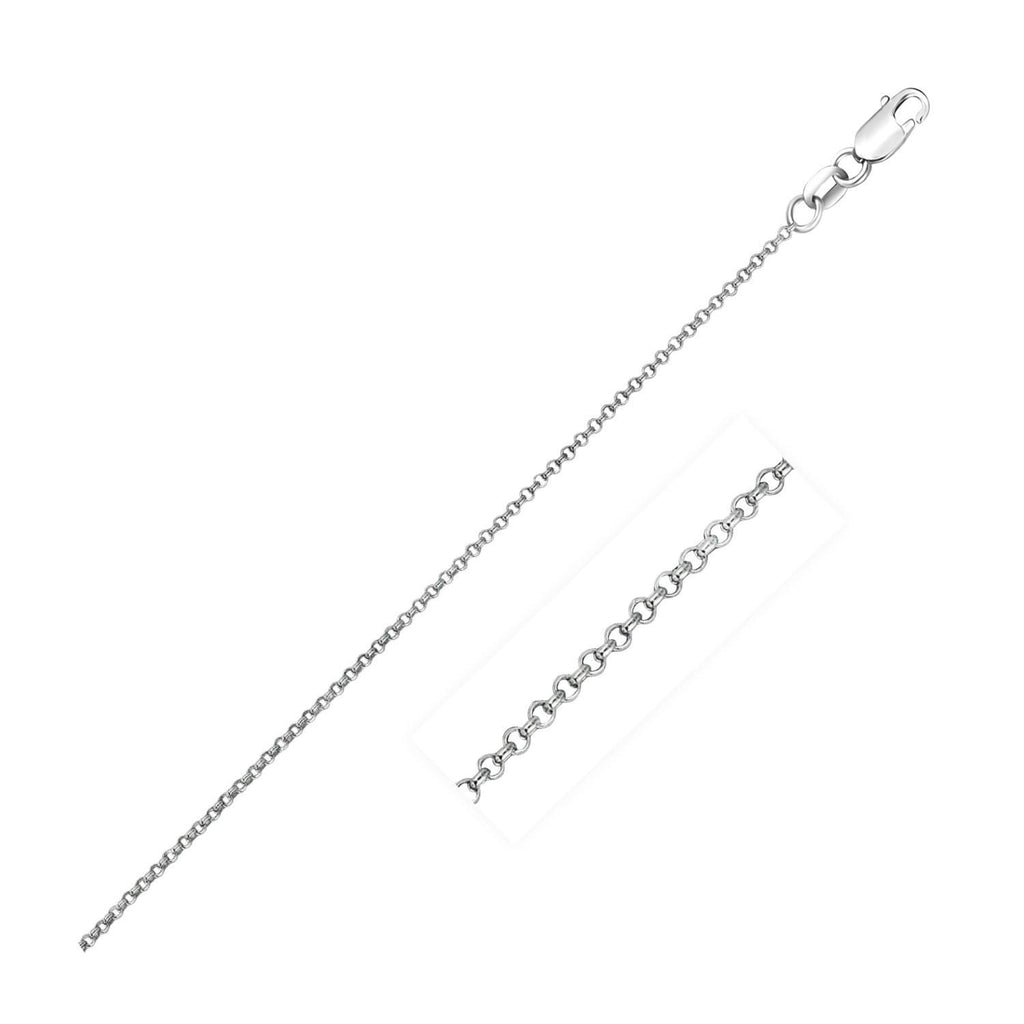 1.1mm 14K White Gold Diamond Cut Rolo Chain