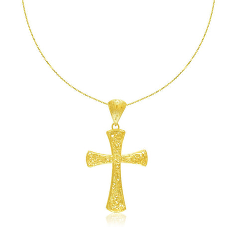 14K Yellow Gold Cross Mesh Style Pendant