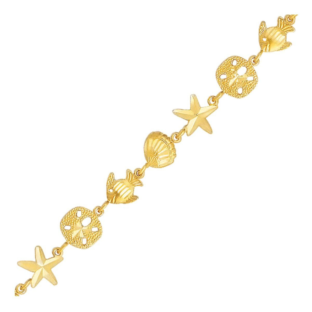 14K Yellow Gold Sea Life Bracelet