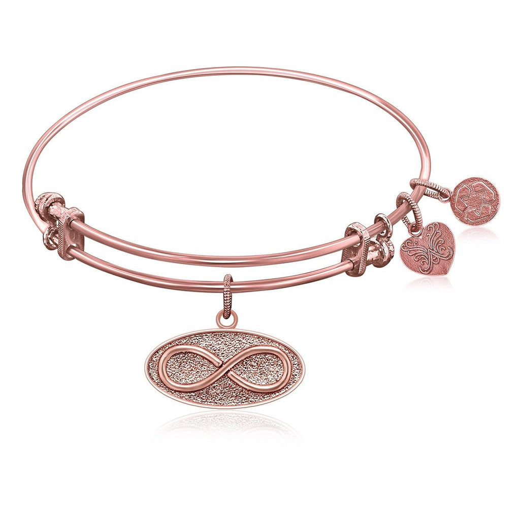 Expandable Bangle in Pink Tone Brass with Infinity Unlimited Symbol