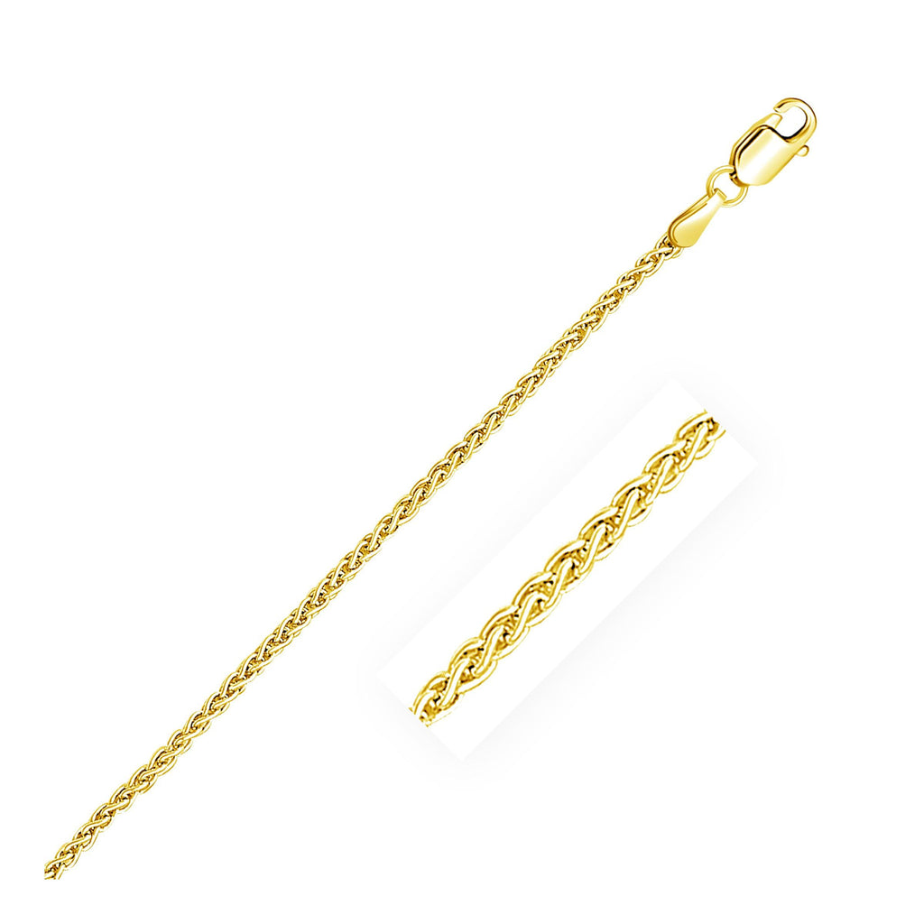 2.1mm 14K Yellow Gold Round Wheat Bracelet