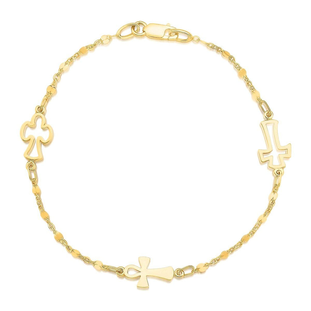 14K Yellow Gold Symbolic Cross Bracelet