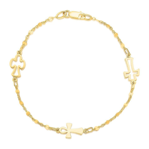 14K Yellow Gold Symbolic Cross Bracelet