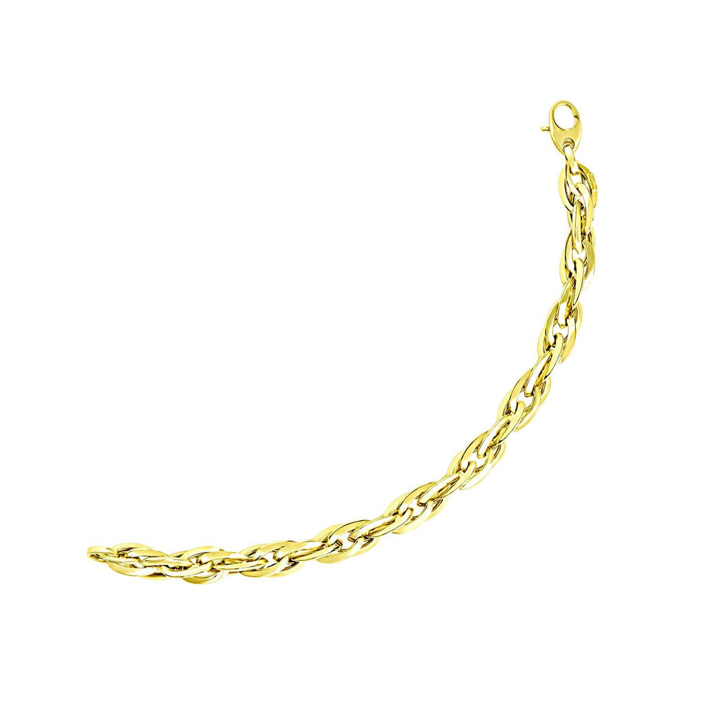 14K Yellow Gold Singapore Chain Style Thick Bracelet