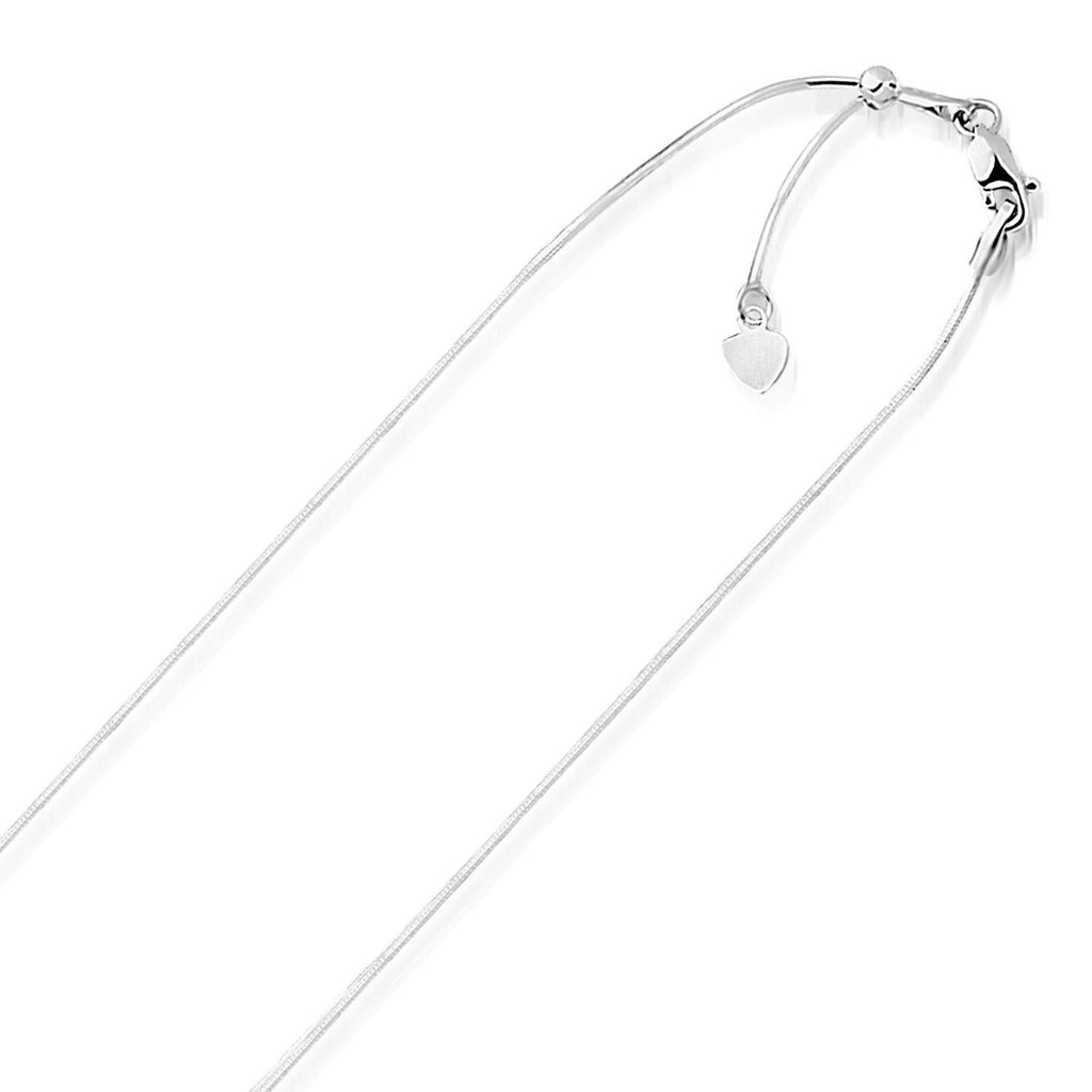 0.85mm 14K White Gold Adjustable Snake Chain