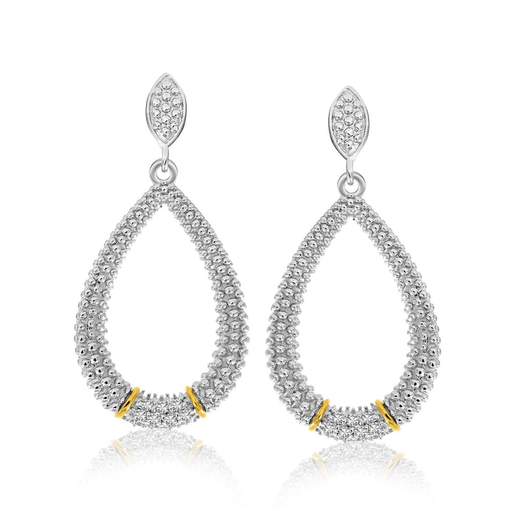 18K Yellow Gold & Sterling Silver Diamond Accented Graduated Popcorn Earrings