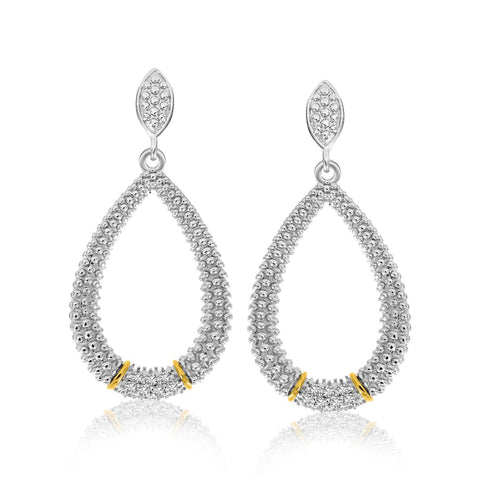 18K Yellow Gold & Sterling Silver Diamond Accented Graduated Popcorn Earrings