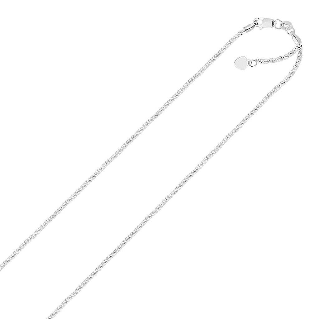 1.5mm 14K White Gold Adjustable Sparkle Chain