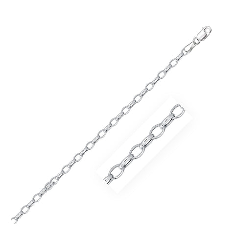 3.2mm 14K White Gold Oval Rolo Bracelet