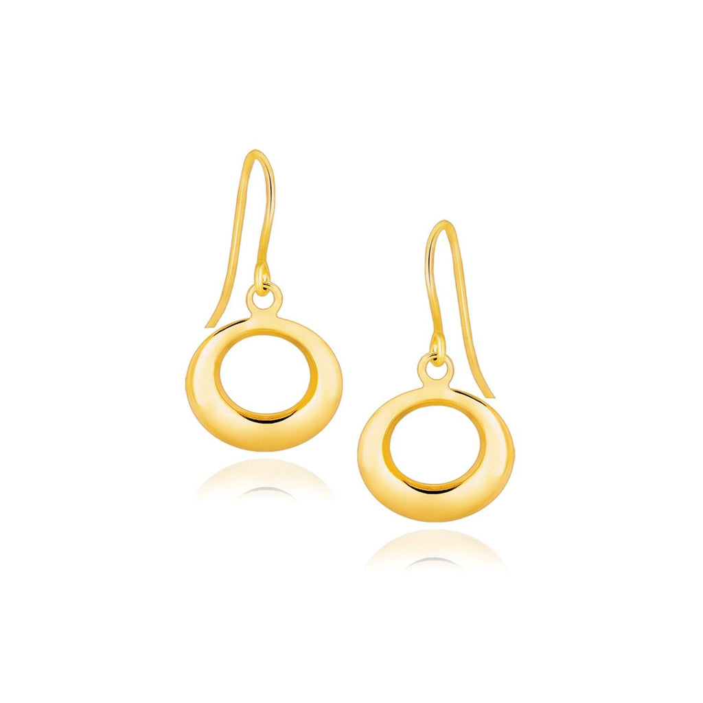 14K Yellow Gold Open Circle Dangle Earrings